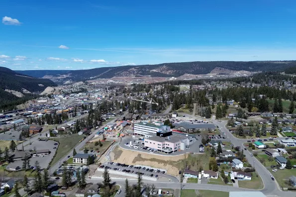 Aerial view of William's Lake on a sunny day 